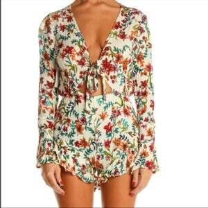 Anthropologie RAGA My Paradise Floral Tie Romper Women’s Sz M NWT